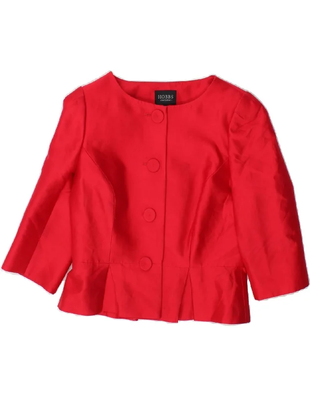 HOBBS Womens 4 Button 3/4 Sleeve Blazer Jacket UK 12 Medium Red Wool One-Shoulder Jacket Off-the-Shoulder Jacket Asymmetrical Jacket HOBBS Womens 4 Button 3/4 Sleeve Blazer Jacket UK 12 Medium Red Wool One-Shoulder Jacket Off-the-Shoulder Jacket Asymmetrical Jacket