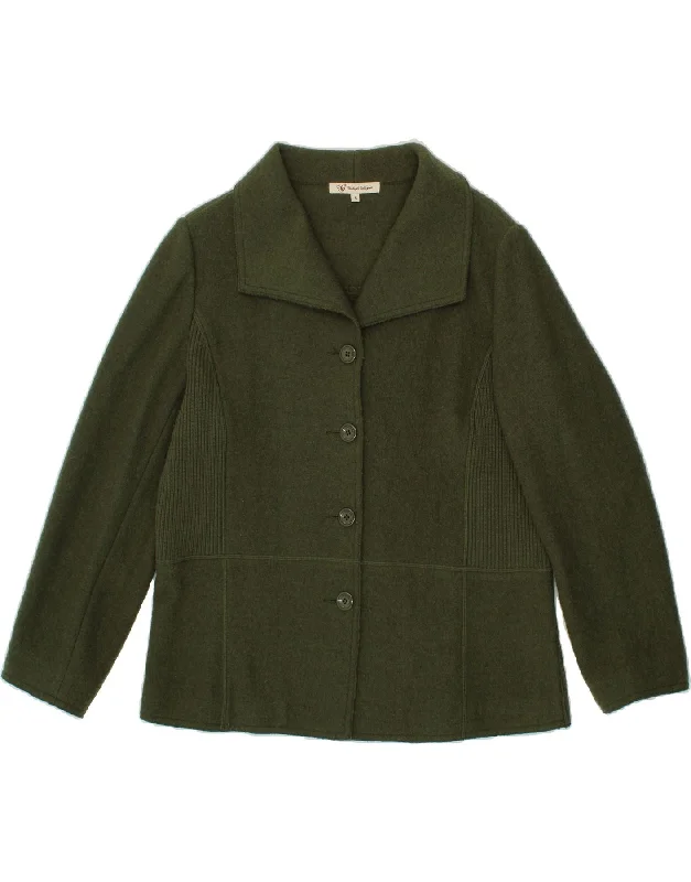 CLODAGH CALLAGHAN Womens Knit Jacket UK 14 Medium Green Wool Faux Fur Jacket Real Fur Jacket Shearling Jacket