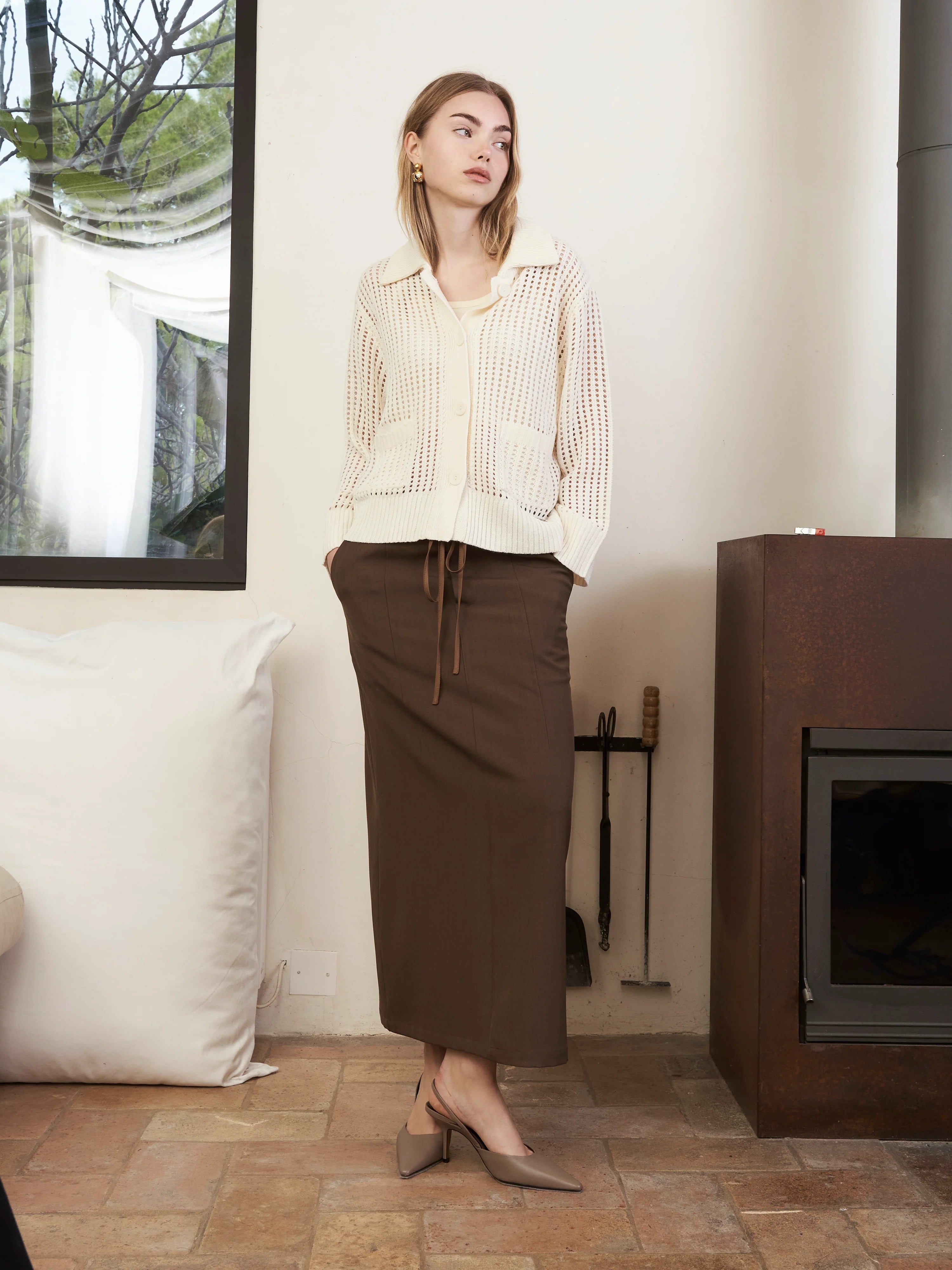 RACHEL BROWN SKIRT satin skirt smooth