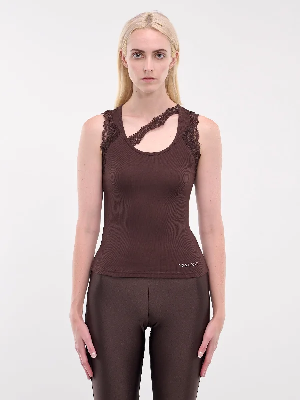 Lace Trim Ribbed Tank (TO080-CHOCOLAT) cherry red tank