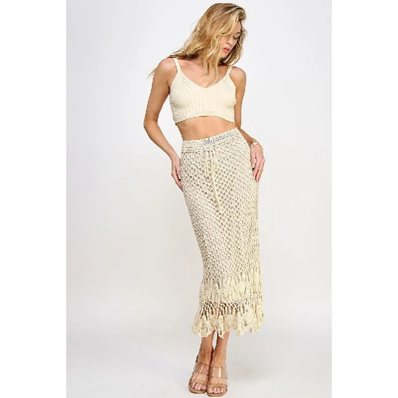 Saraya Crochet Midi Ellison Skirt SALE chiffon skirt airy