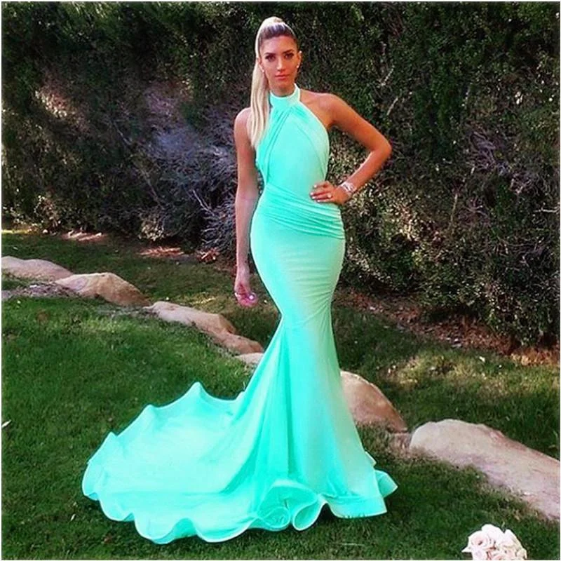 Sexy Long Jersey Halter Evening Dresses Mermaid Tunics Practical durable