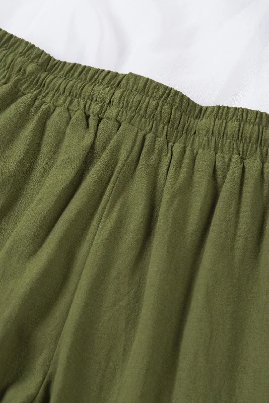 Women's Casual Loose Wide Leg Pants, Comfy Elastic Waist Drawstring Trousers Wide Leg Loose Fit Mid Waist