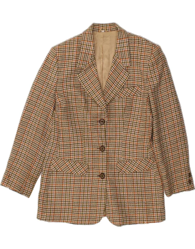 VINTAGE Womens 3 Button Blazer Jacket IT 44 Medium Beige Houndstooth Quilted Jacket Puffer Jacket Insulated Jacket VINTAGE Womens 3 Button Blazer Jacket IT 44 Medium Beige Houndstooth Quilted Jacket Puffer Jacket Insulated Jacket