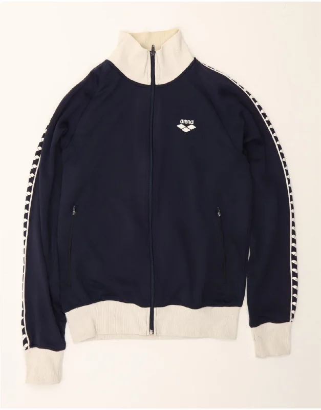 ARENA Womens Graphic Tracksuit Top Jacket UK 14 Medium Navy Blue Polyester Plaid Jacket Tartan Jacket Houndstooth Jacket ARENA Womens Graphic Tracksuit Top Jacket UK 14 Medium Navy Blue Polyester Plaid Jacket Tartan Jacket Houndstooth Jacket
