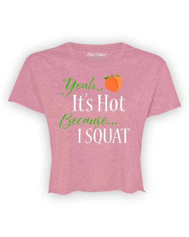Ladies "Hot Squat" Desert Pink Crop Top Terry Blend Velvet Blend Canvas Blend