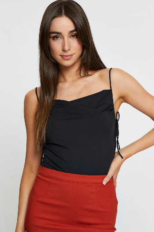 Black Crop Top Side Drawstring Wool Fabric Cashmere Fabric Tweed Fabric