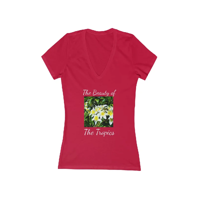 Islander Plumeria Women's Jersey Short Sleeve Deep V-Neck Tee Emerald Green Jersey Tee Islander Plumeria Women's Jersey Short Sleeve Deep V-Neck Tee Emerald Green Jersey Tee