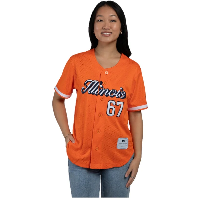Illinois Fighting Illini Women's Hype & Vice Baseball Jersey Dark Color Jersey Shirt Illinois Fighting Illini Women's Hype & Vice Baseball Jersey Dark Color Jersey Shirt