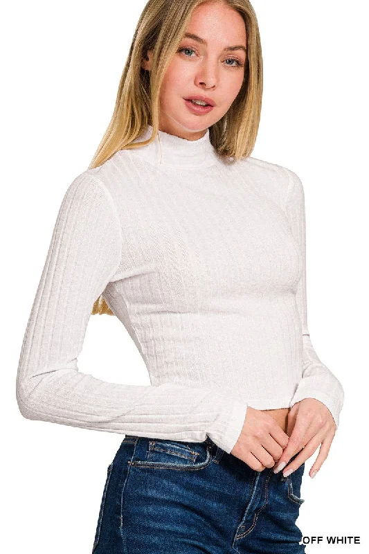 Megan Mock Neck Crop Top || Black or Off White Summer Crop Top Casual Short Sleeve