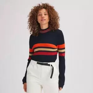 Backcountry Mockneck Stripe Sweater Front Pockets Side Pockets Patch Pockets