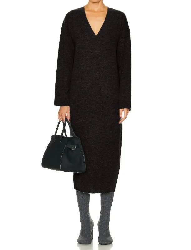 Cocoon Sweater Dress In Black Sequined Glittery Shiny