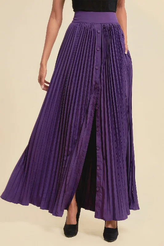 Pleated Skirt With Buttons And Pockets corduroy skirt comfortable