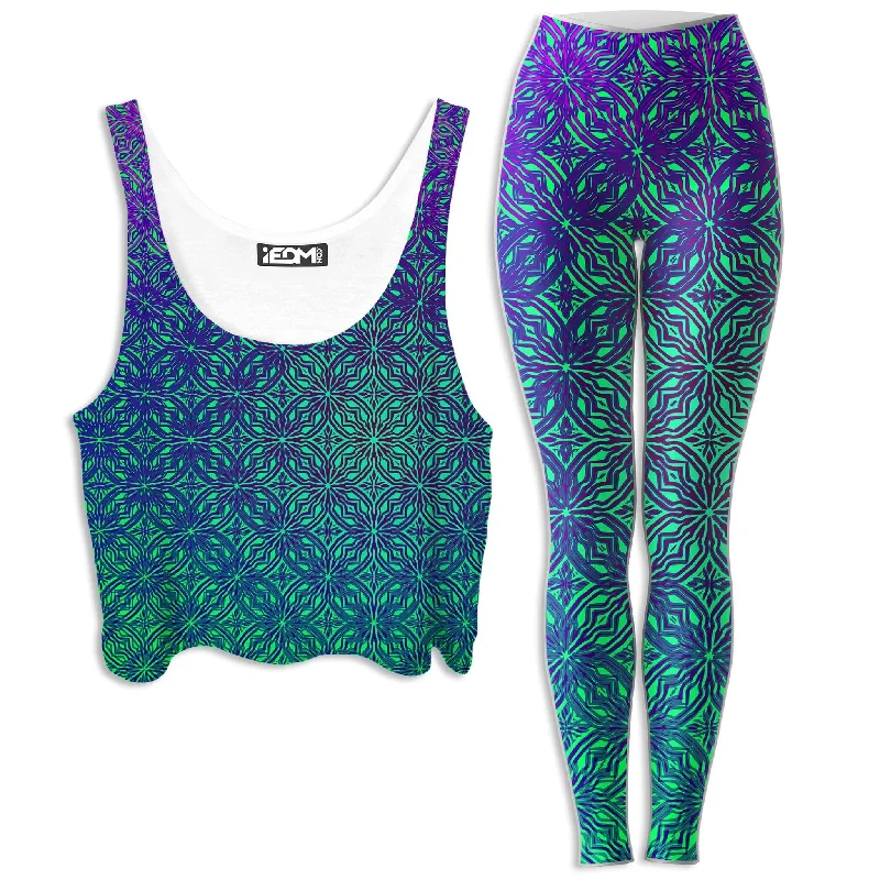 Psy Mosik Sea Crop Top and Leggings Combo Boxy Fit Fitted Loose