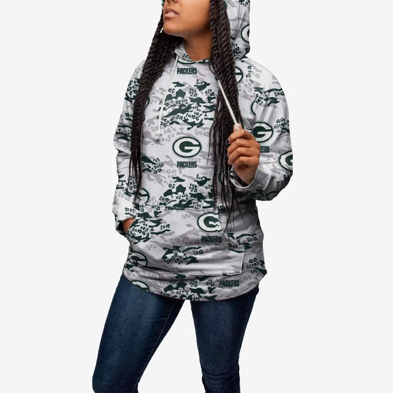 Green Bay Packers Womens Leopard Camo Hoodie Hoodie with Monochrome Minimalist Simple Green Bay Packers Womens Leopard Camo Hoodie Hoodie with Monochrome Minimalist Simple