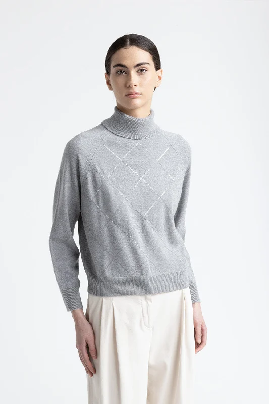Wool, silk and cashmere turtleneck sweater Tailored Straight A-Line