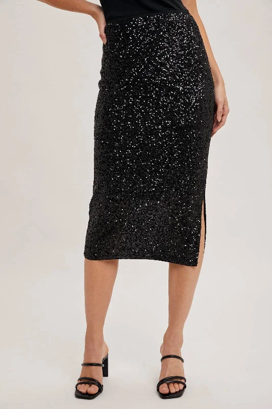 Sequin Midi Skirt chiffon skirt delicate