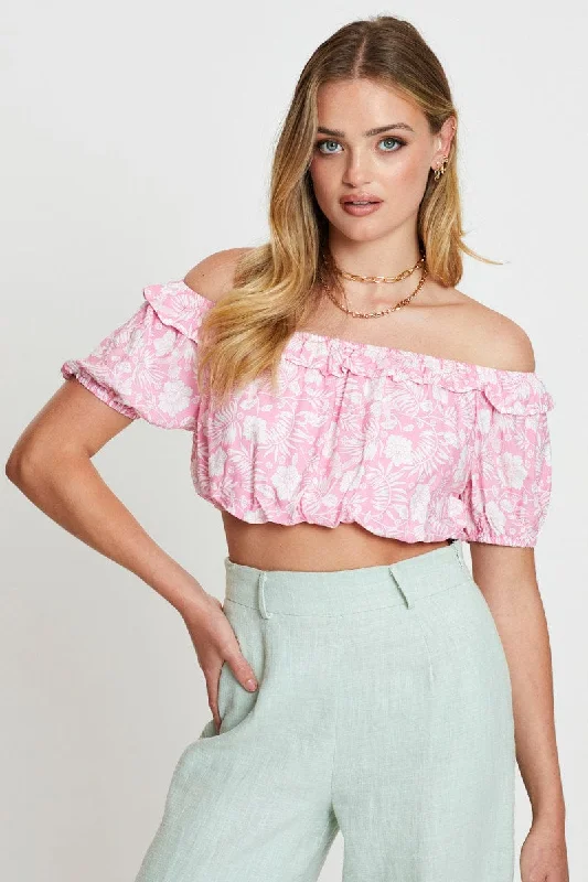 Boho Print Crop Top Short Sleeve Off Shoulder Wool Fabric Cashmere Fabric Tweed Fabric