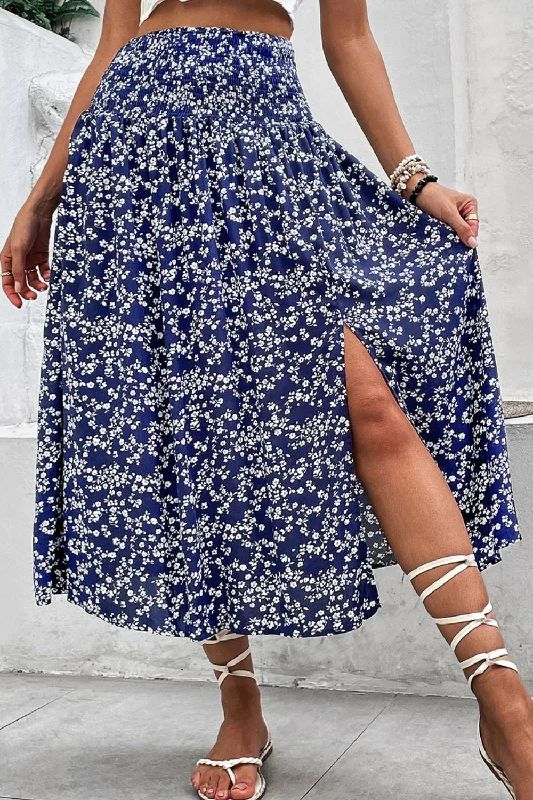 Ditsy Floral Slit High Waist Skirt denim skirt classic