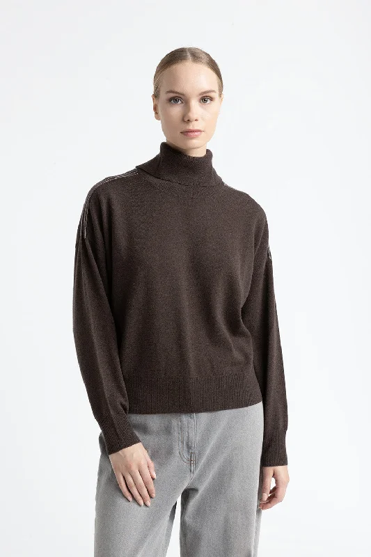 Wool, silk and cashmere crewneck sweater Real Fur Shearling Chenille