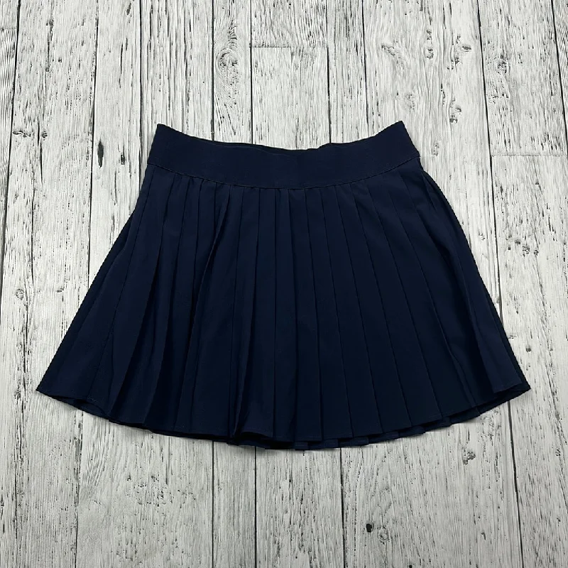 Garage Navy Blue Pleated Athletic Skirt - Hers M velvet skirt sumptuous