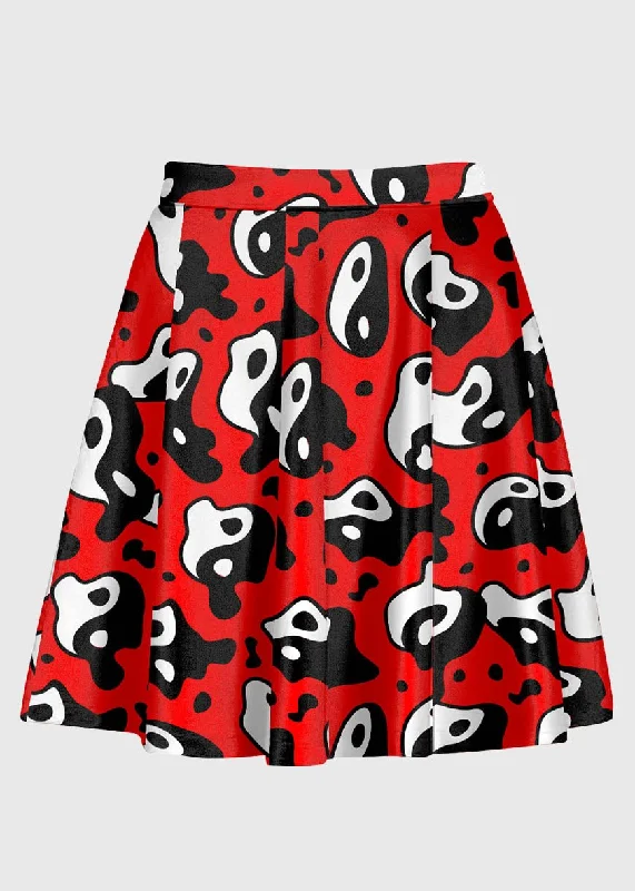 Red Trippy Yin And Yang Skirt spandex blend skirt