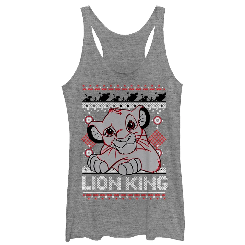 Women's Lion King Ugly Christmas Simba Racerback Tank Top long tank top