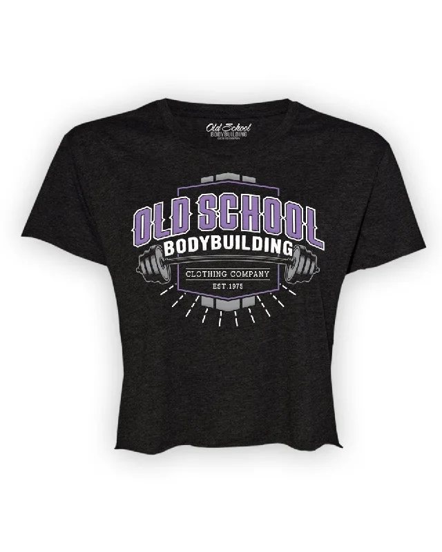 Ladies "Marquee" Metallic Purple on Black Crop Top Chenille Blend Fleece Blend Nylon Blend