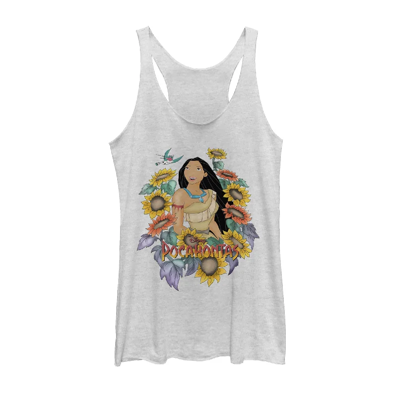 Women's Pocahontas Sunflower Frame Racerback Tank Top soft tank top