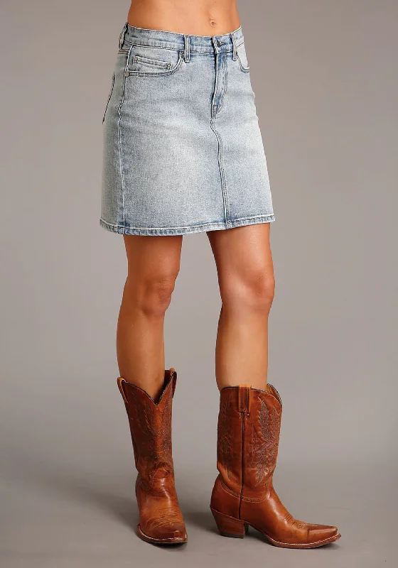 Stetson Womens Above the Knee Denim Blue Cotton Blend Skirt chiffon skirt delicate