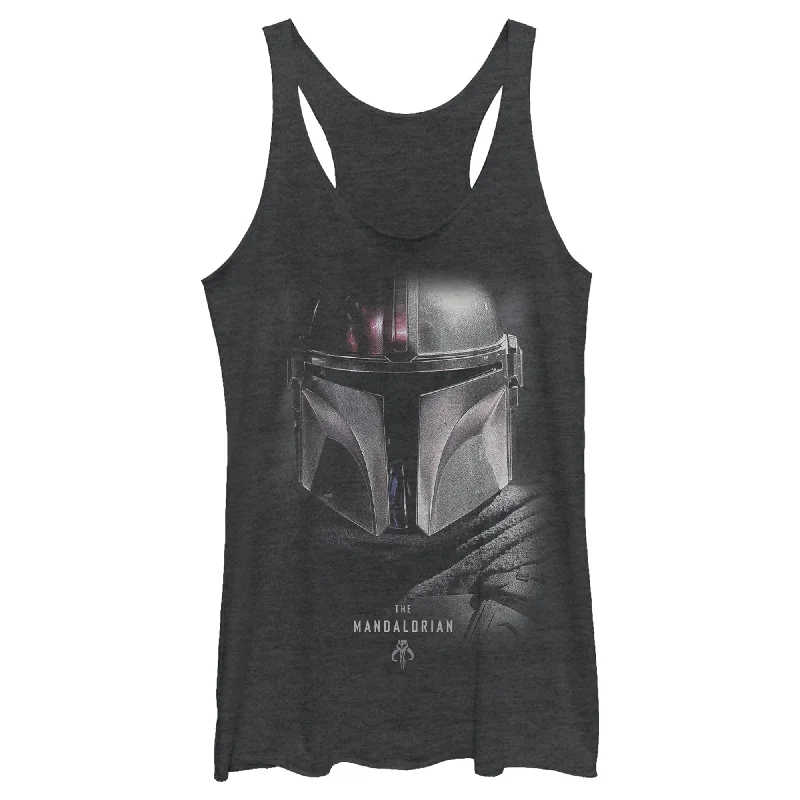 Women's Star Wars: The Mandalorian Bounty Hunter Shadow Racerback Tank Top cherry red tank Women's Star Wars: The Mandalorian Bounty Hunter Shadow Racerback Tank Top cherry red tank