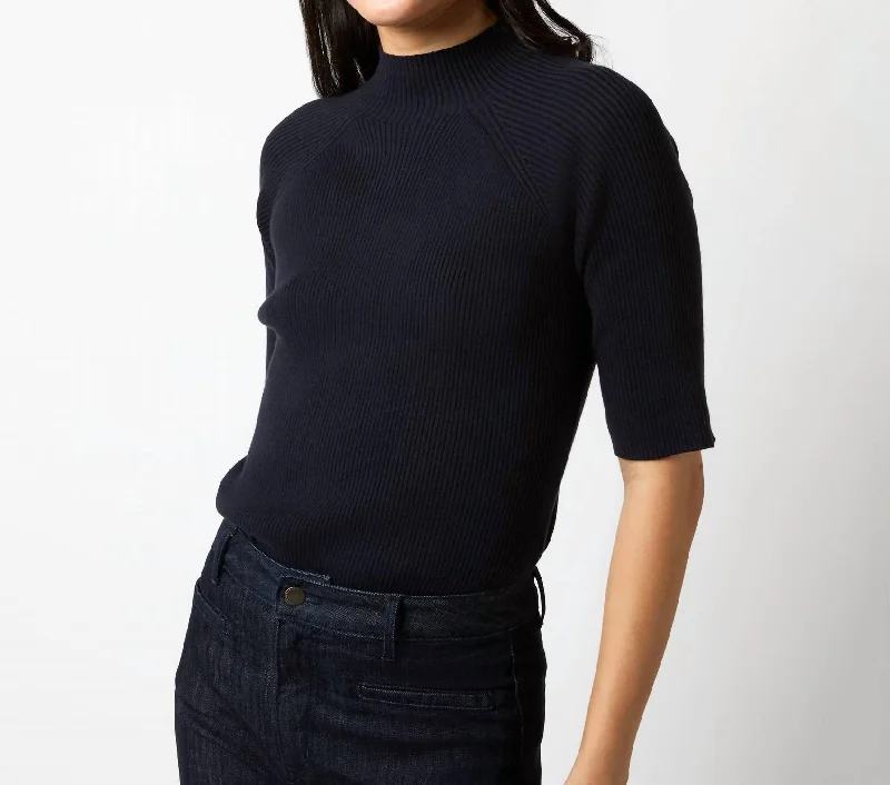 Mackenzie Sweater In Navy Cotton/silk Yarn Anti-Pilling Anti-Shrink Durable