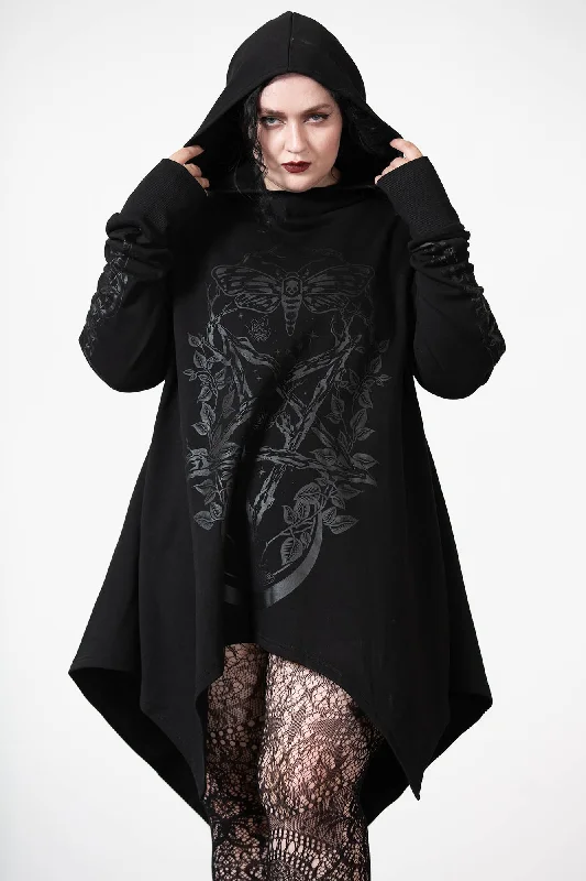 Apollo Longline Hoodie Hoodie with Raw Hem Edgy Unfinished
