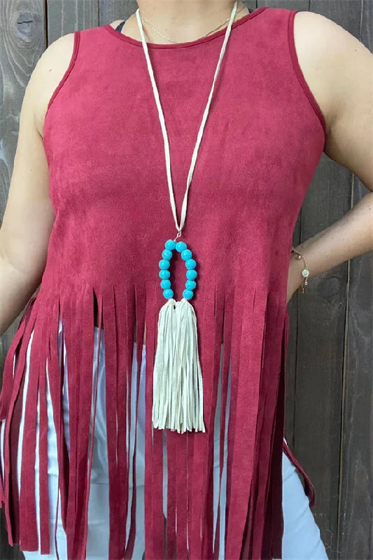 GJQ13295 Burgundy w/tassels and fringe women tank tops sage tank top