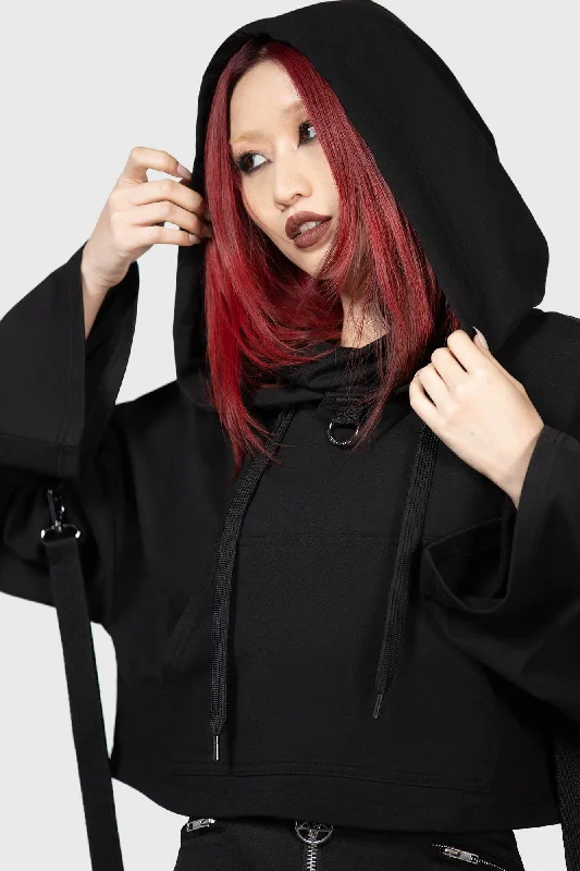 Warlock Crop Hoodie Hoodie with Relaxed Fit Easy Casual