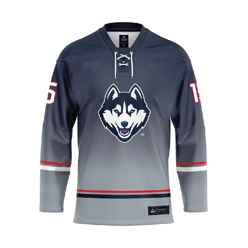 UConn - NCAA Women's Ice Hockey : Meghane Duchesne Chalifoux - Grey Hockey Jersey Holiday Jersey Tee UConn - NCAA Women's Ice Hockey : Meghane Duchesne Chalifoux - Grey Hockey Jersey Holiday Jersey Tee