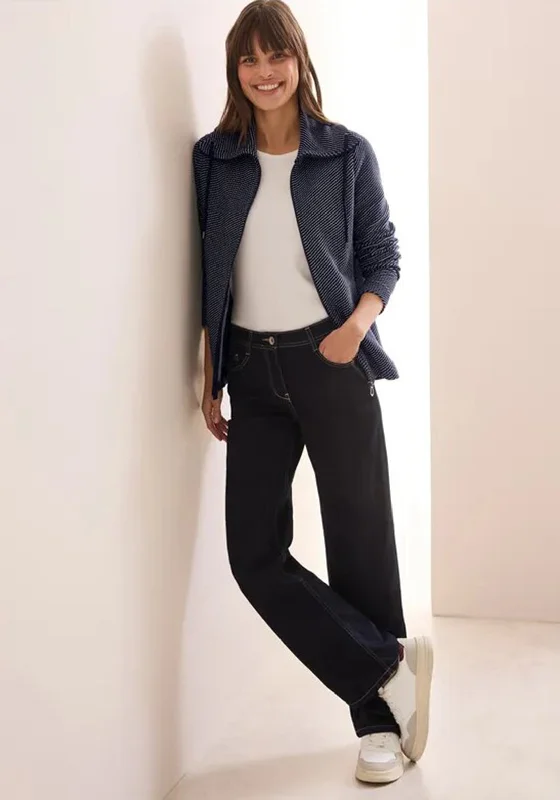 Cecil Ribbed Ottoman Jacket, Navy Elasticated Jacket Padded Jacket Insulated Jacket