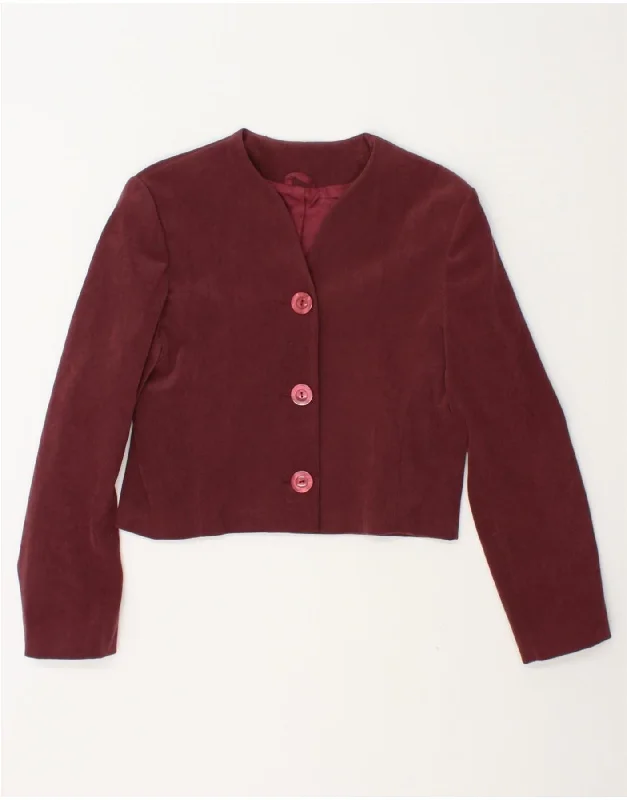 A LA CARTE Womens Crop 3 Button Blazer Jacket UK 10 Small Burgundy Denim Jacket Leather Jacket Suede Jacket A LA CARTE Womens Crop 3 Button Blazer Jacket UK 10 Small Burgundy Denim Jacket Leather Jacket Suede Jacket