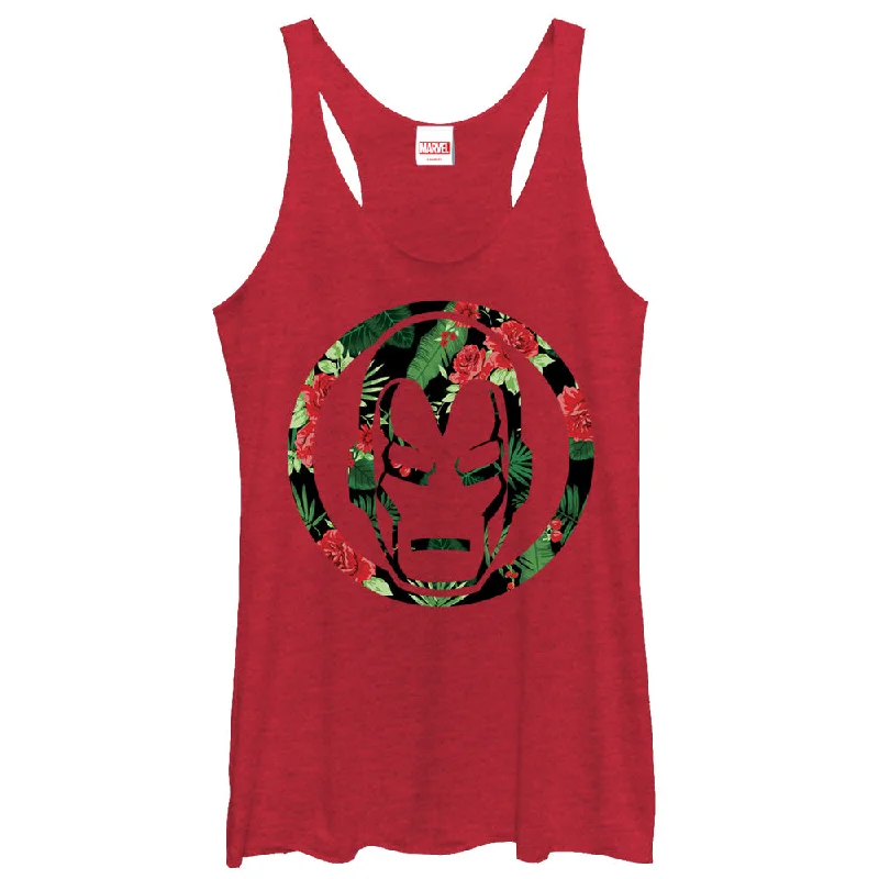 Women's Marvel Iron Man Floral Print Racerback Tank Top low neck tank