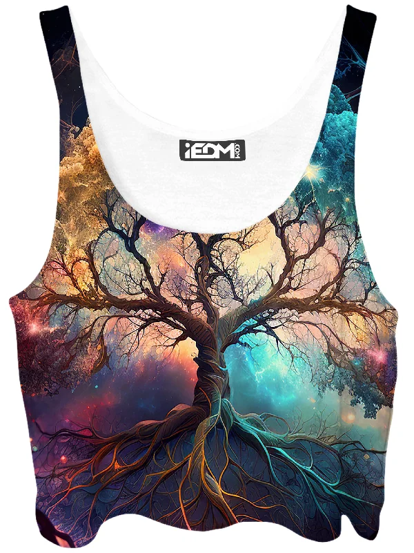 Rooted Universe Crop Top Spandex Blend Rayon Blend Denim Blend