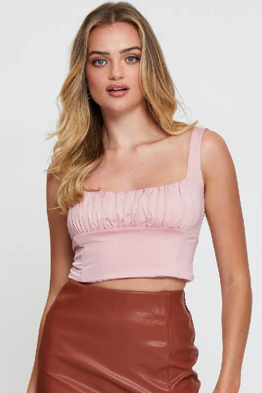 Pink Crop Top Plaid Crop Top Polka Dot Checkered