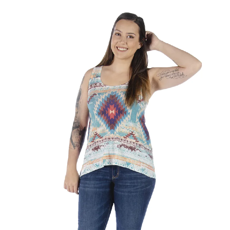 Liberty Wear Ladies Laced Back Aztec Ivory Tank Top 7506 essential tank top