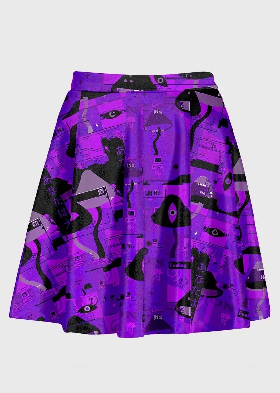 Purple Weirdcore Glitch Skirt velvet skirt plush