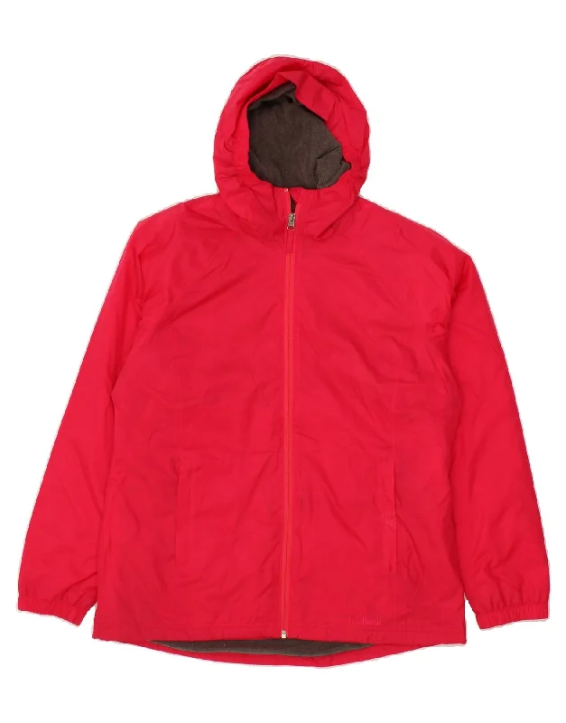 L.L.BEAN Womens Hooded Rain Jacket UK 14 Medium Red Nylon Ribbed Jacket Pleated Jacket Ruffled Jacket L.L.BEAN Womens Hooded Rain Jacket UK 14 Medium Red Nylon Ribbed Jacket Pleated Jacket Ruffled Jacket