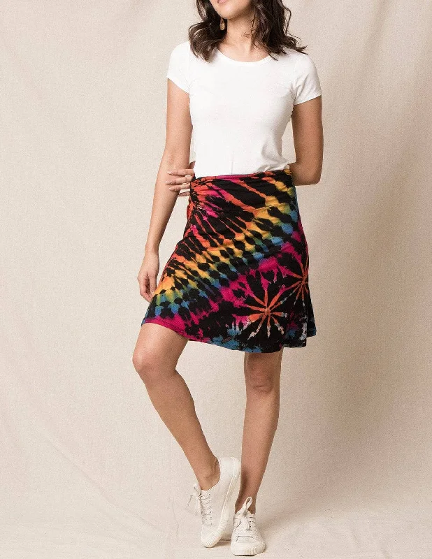 Tie-Dye Knee Length Skirt - Rainbow maxi skirt elegant