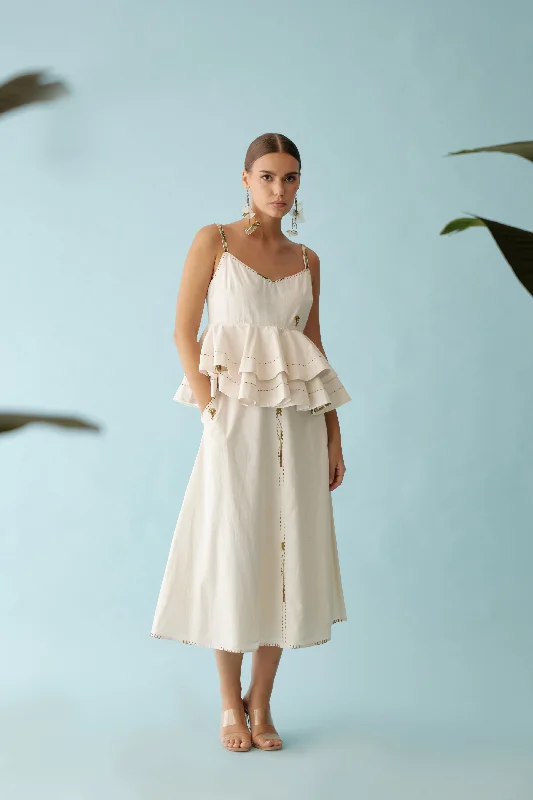 Cream A-Line Skirt velvet skirt luxury