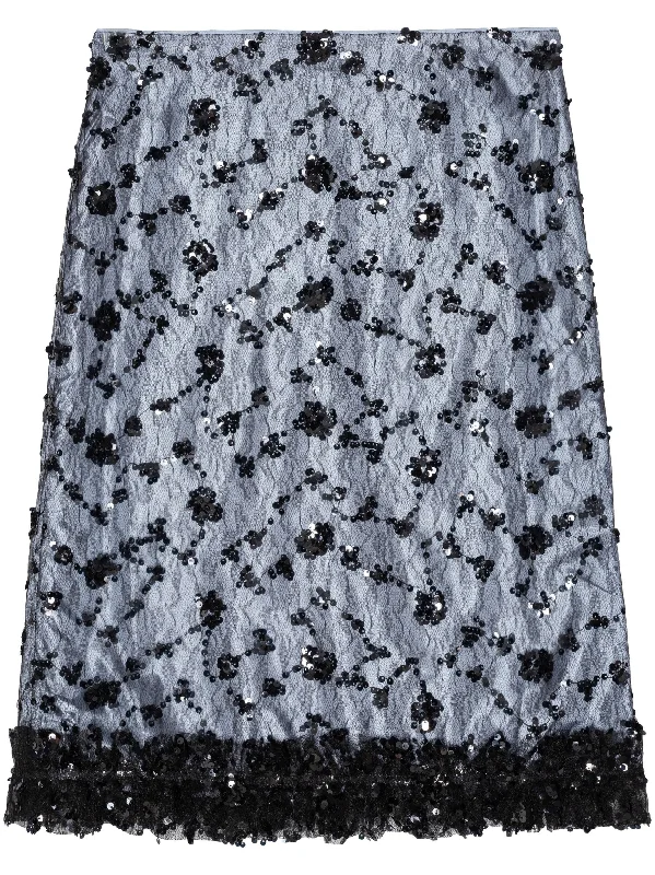 SEQUINNED TULLE HIGH-WAISTED SKIRT lace skirt intricate
