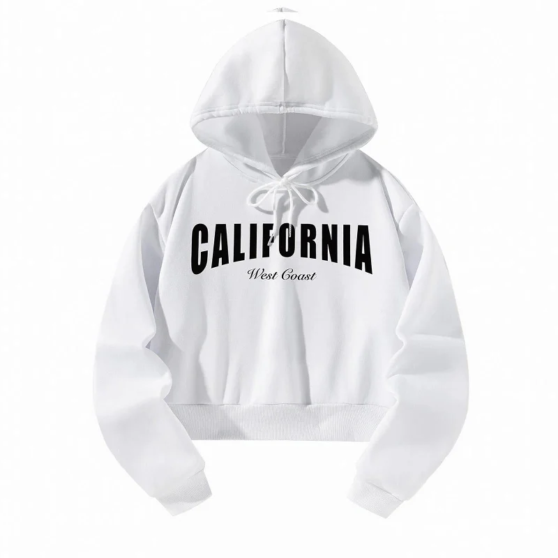 Maxbell Women's Hoodie Sweatshirt White Letter Gift Tops for Hiking Office Commuting M White Hoodie with Strings Custom Fit Adjustable