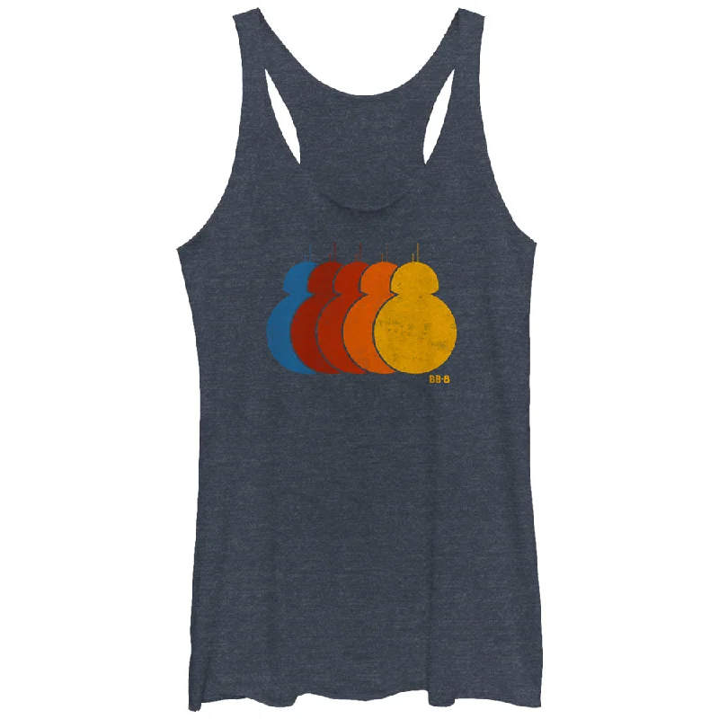 Women's Star Wars The Force Awakens BB-8 Retro Rainbow Racerback Tank Top scoop neck tank Women's Star Wars The Force Awakens BB-8 Retro Rainbow Racerback Tank Top scoop neck tank