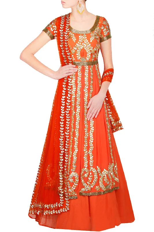 Esha Kaul Orange Jacket Lehenga Snapped Jacket Toggled Jacket Drawstring Jacket